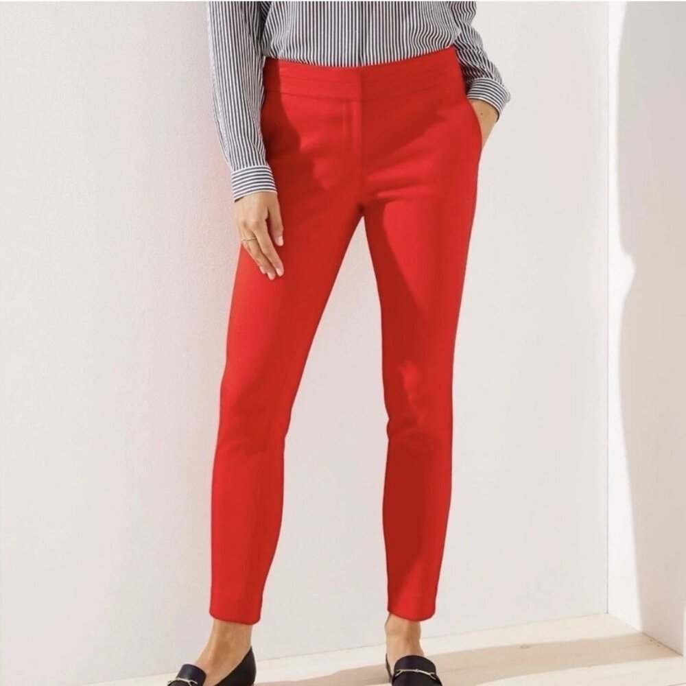 Ann Taylor LOFT Essential Skinny Ankle Pants in Julie Fit, Size 8, Zesty Red